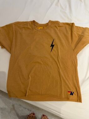 Aviator Nation Mustard Short-Sleeve Tee with Lightning Bolt
